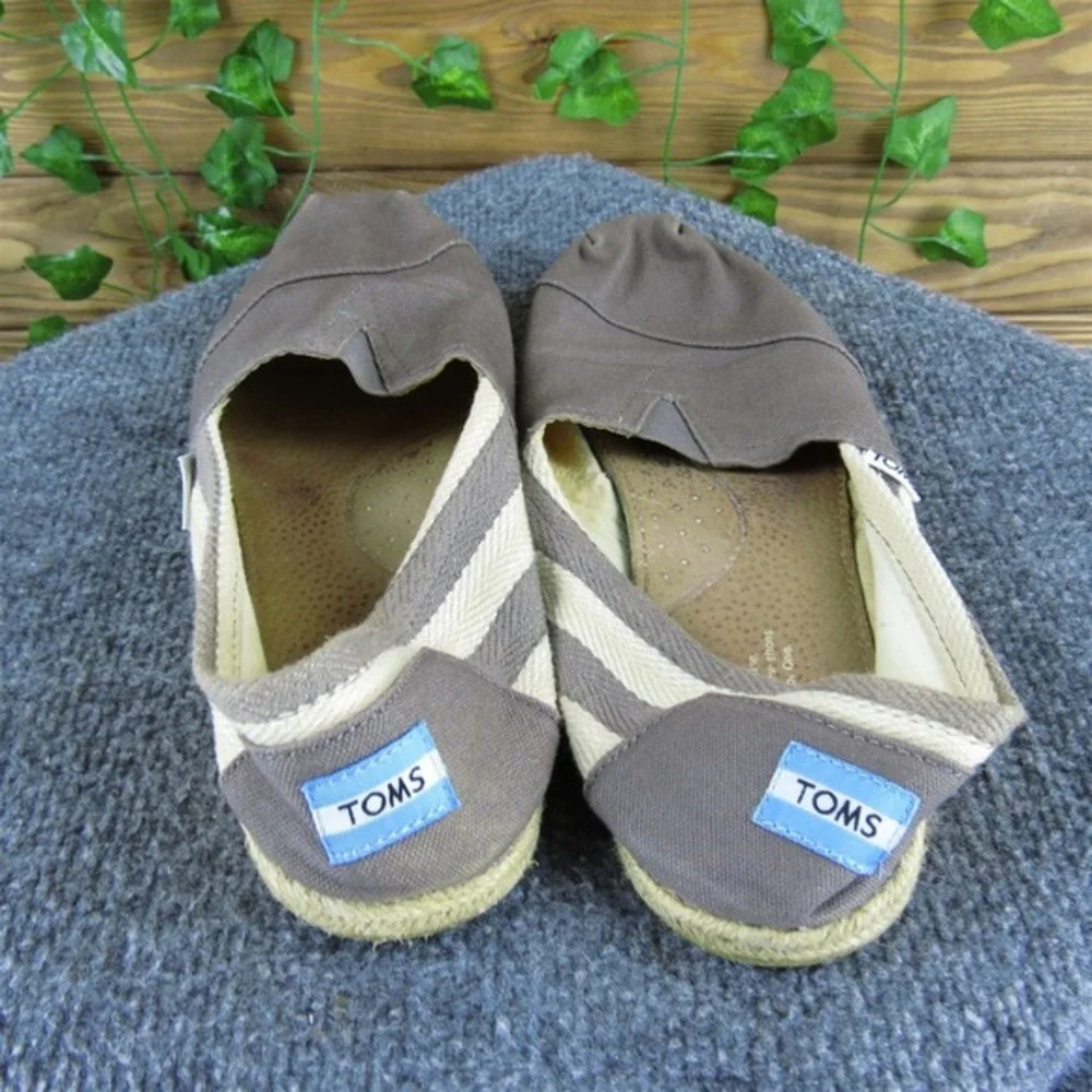 TOMS Women Striped Espadrille‎ Gray Fabric Sz 10 Medium  Used 2025